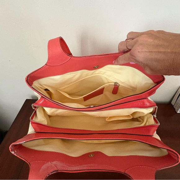 Vintage Y2K Coach Lexi Woven Straw Butterfly Purse-  Coral/Orange B1168-F16584 - Picture 13 of 16